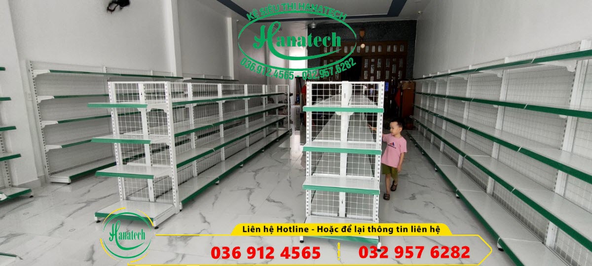 Lắp đặt giá kệ siêu thị cho cửa hàng bách hóa tổng hợp tại Dĩ An Bình Dương