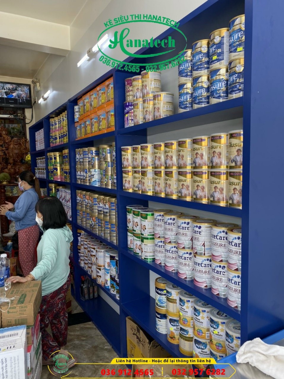Giá kệ siêu thị trưng bày cho cửa hàng - siêu thị sữa tại Bình Phước Hanatech