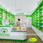 Giá kệ trưng bày cửa hàng quầy hiệu thuốc tây tại Lâm Đồng