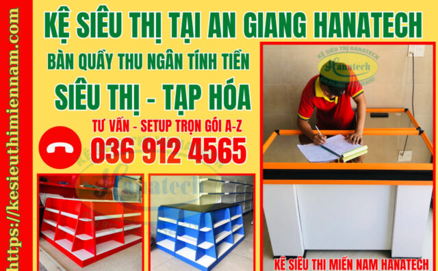 Mẫu bàn quầy thu ngân tính tiền siêu thị tạp hóa tại An Giang