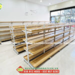 Kệ siêu thị mâm gỗ An Giang