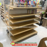 Kệ siêu thị mâm gỗ An Giang
