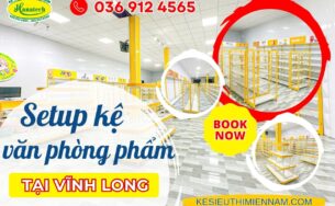 Dự án thiết kế, lắp đặt kệ cửa hàng văn phòng phẩm Vĩnh Long