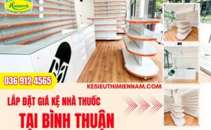 Lắp đặt giá kệ trưng bày nhà thuốc tại Bình Thuận
