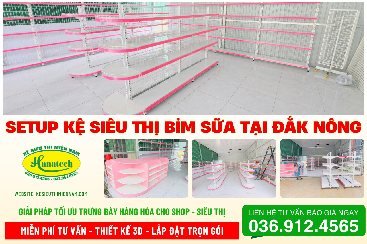 Hoàn thiện lắp đặt kệ cửa hàng bỉm sữa tại Đắk Nông - Chuẩn phong cách mẹ và bé